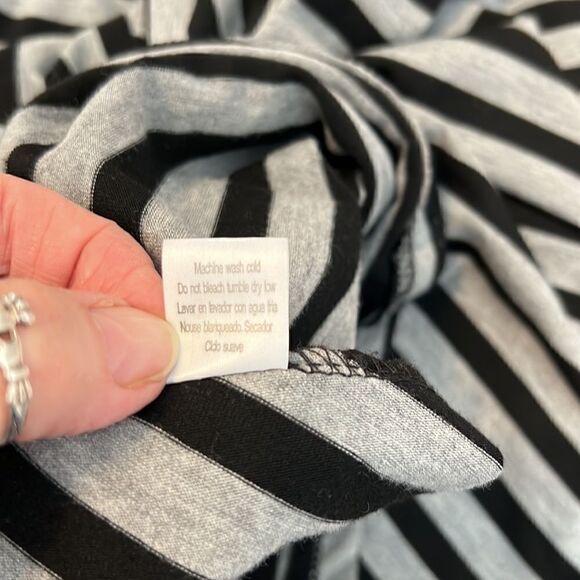 Poof! size small black and grey striped spaghetti strap maxi dress EUC - Picture 6 of 9